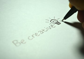 Graphic with Be creative lettering